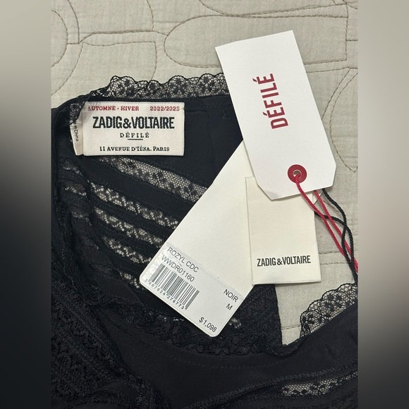 NWT Zadig & Voltaire Roxy Silk Dress M Black Lace - Picture 10 of 13